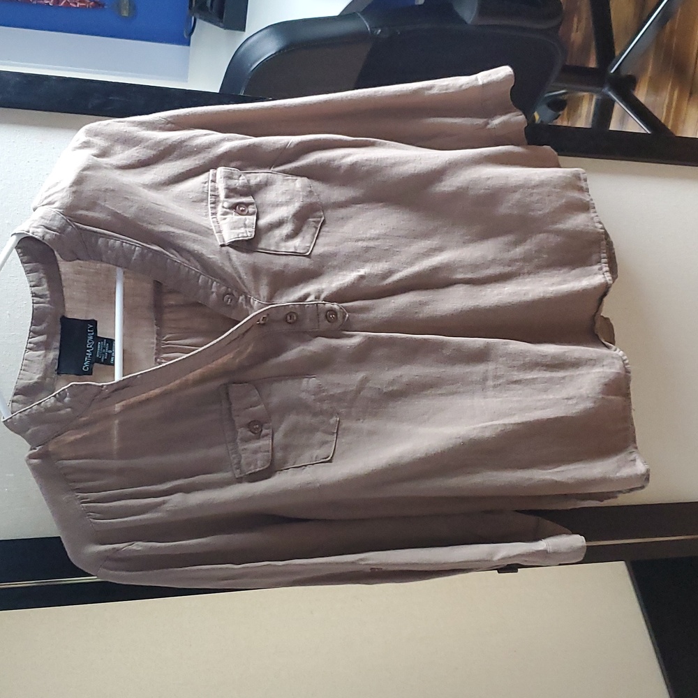 Brown linen and rayon blouse